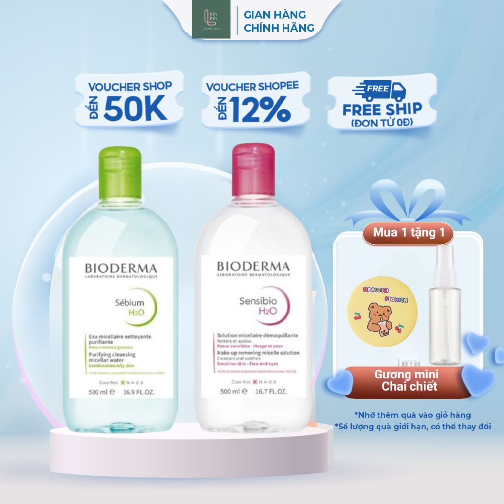 Nước Tẩy Trang Bioderma Dành Cho Da Dầu, Da Mụn, Da Nhạy Cảm -500ml/100ml