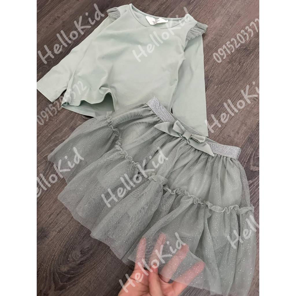 Set váy tuller xanh mint lấp lánh cho bé