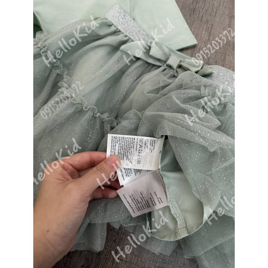 Set váy tuller xanh mint lấp lánh cho bé