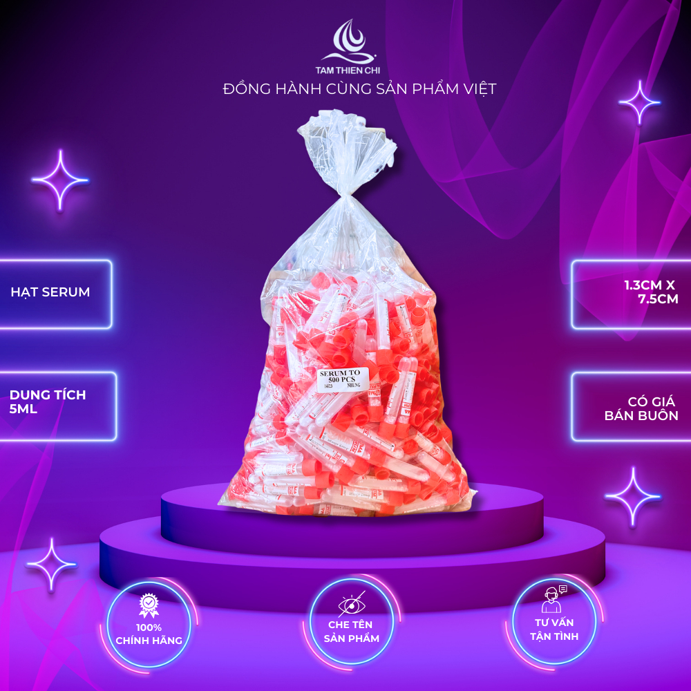 Ống nghiệm đông máu hạt Serum Hồng Thiện Mỹ đế mút 100 ống