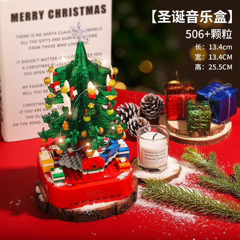Đồ Chơi Lắp Ráp Kiểu Lego Giáng Sinh Mô Hình Cây Thông Noel Pha Lê Phát Sáng Và Có Nhạc Đi Kèm Với 506PCS+