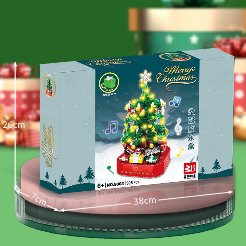 Đồ Chơi Lắp Ráp Kiểu Lego Giáng Sinh Mô Hình Cây Thông Noel Pha Lê Phát Sáng Và Có Nhạc Đi Kèm Với 506PCS+