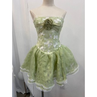 ONONMADE Đầm Ngắn Dáng Xoè Cúp Ngực Vải Hoa ( Form Nhỏ Lấy Tăng 1 size ) Butterfly Matcha Mini Dress