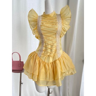 ONONMADE Đầm Ngắn Tay Cánh Tiên Màu Vàng Yellow Chloe Mini Dress