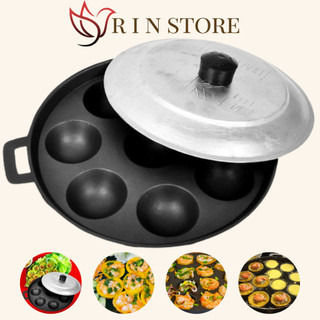 Khuôn Bánh Khọt Chảo Chống Dính Đỗ Bánh Khọt 8 Lỗ Chất Liệu Nhôm Chống Dính Cao Cấp Kèm Nắp Nhôm Tráng Men Tiện Lợi RIN