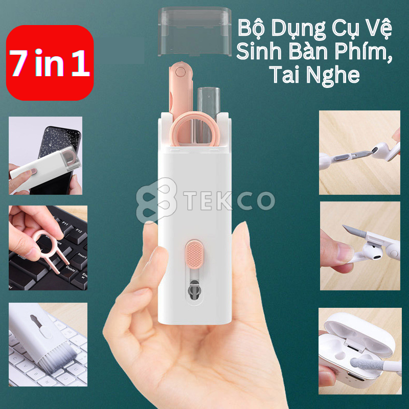 Bộ Dụng Cụ Vệ Sinh Laptop, Tai Nghe, Máy Tính, Bàn Phím, Máy Ảnh 7in1 Tiện Lợi