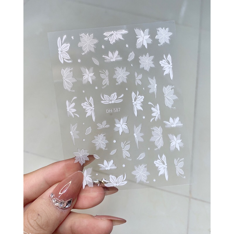 Sticker hoa  trắng