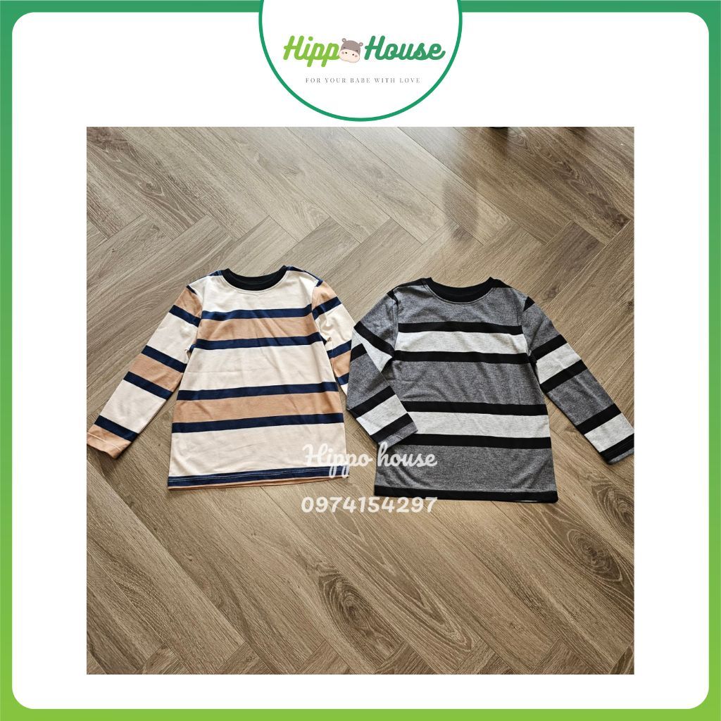 Áo Thun Dài Tay Bé Trai Cotton Mềm Mịn Xuất Xịn Hippo House