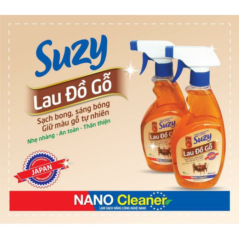 Nước lau đồ gỗ chuyên dụng Suzy- Sạch bong, sáng bóng Giữ màu gỗ tự nhiên