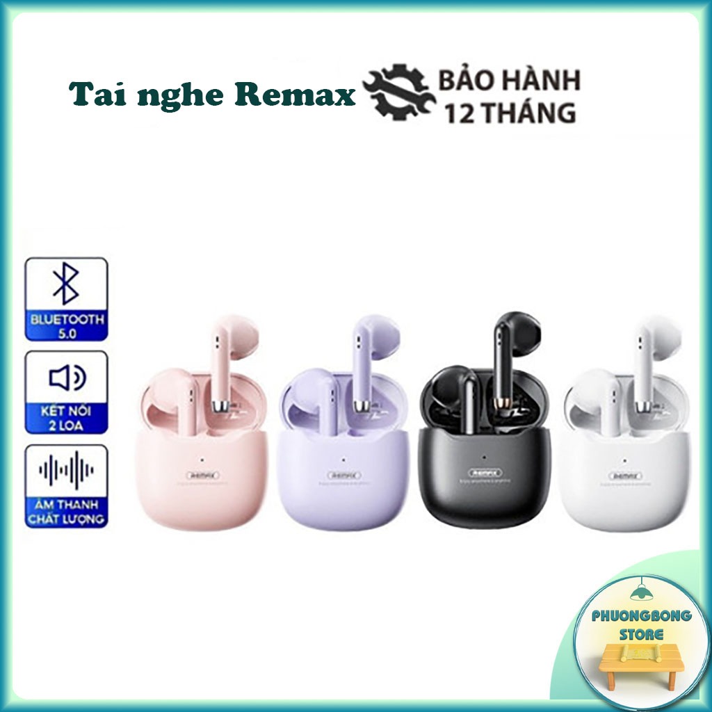 Tai Nghe Bluetooth True Wireless Remax TWS-19 Pin Lâu, Chống Ồn, Có Mic Đàm Thoại - Tai Nghe Không Dây Pin 5 Tiếng