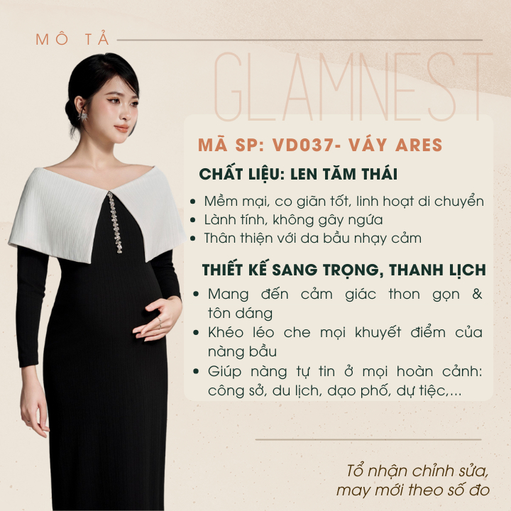 Váy Len Bầu Dáng Dài Xinh Thu Đông Chất Liệu Len Tăm Co Giãn 4 Chiều Mặc Tết Glam Nest VD037