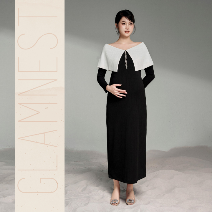 Váy Len Bầu Dáng Dài Xinh Thu Đông Chất Liệu Len Tăm Co Giãn 4 Chiều Mặc Tết Glam Nest VD037