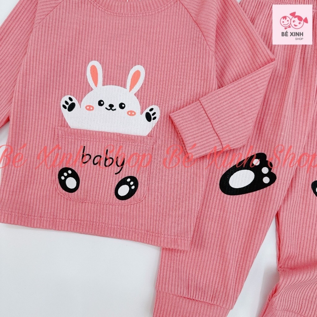 Đồ Bộ Dài Tay Thu Đông Cho Bé Trai Bé Gái Mikko Mom  Bộ Đồ Ngủ Thu Đông Thun Len Tăm Cho Bé Trai Gái TAI GẤU 2