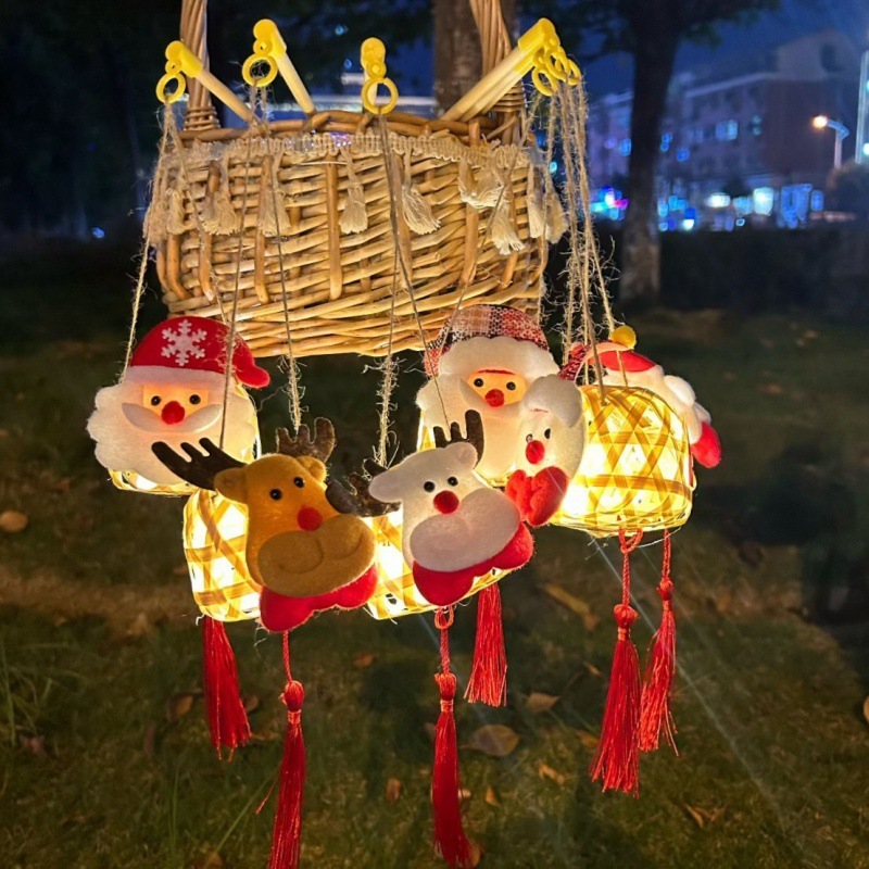 lồng đèn Noel thỏ, lồng đèn tre Đan thủ công cute phong cách cổ điển trang trí nhà cửa, quán caffe [HoT]