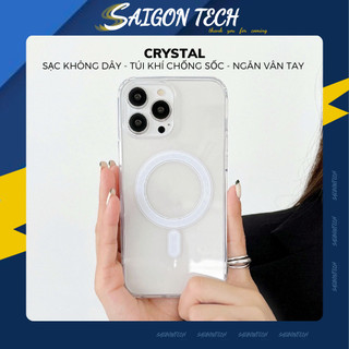 Ốp điện thoại trong suốt hỗ trợ sạc không dây từ tính cho iphone có hộp 11/12/13/14/pro/max/plus/promax