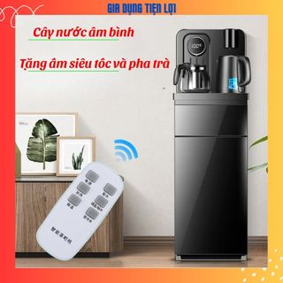 Cây nước nóng lạnh điều khiển từ xa, hiển thị nhiệt độ- tặng kèm ấm đun siêu tốc ấm pha trà, cây nước bình âm tự động