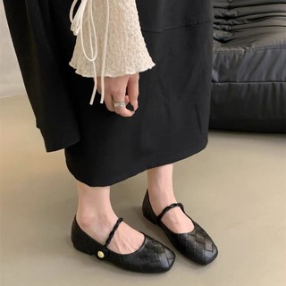 Giầy búp bê nữ đế bệt da đan quai xoắn hàng QCCC