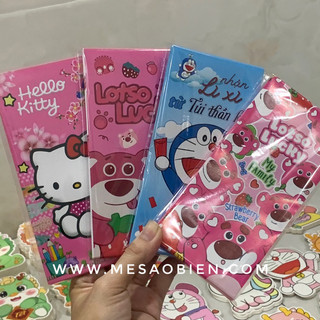 Set 10 bao lì xì Doreamon Gấu dâu Hello kitty