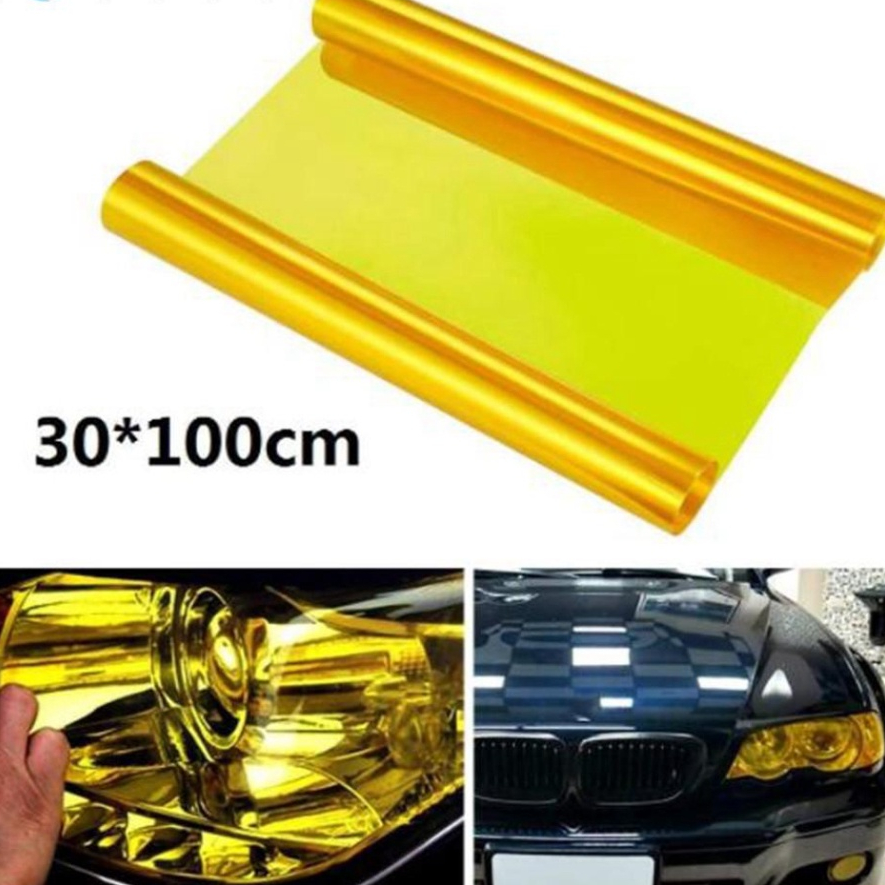 Phim Dán Đèn Pha Xe Hơi Vinyl màu vàng xuyên sáng phá sương loại xịn siêu dai