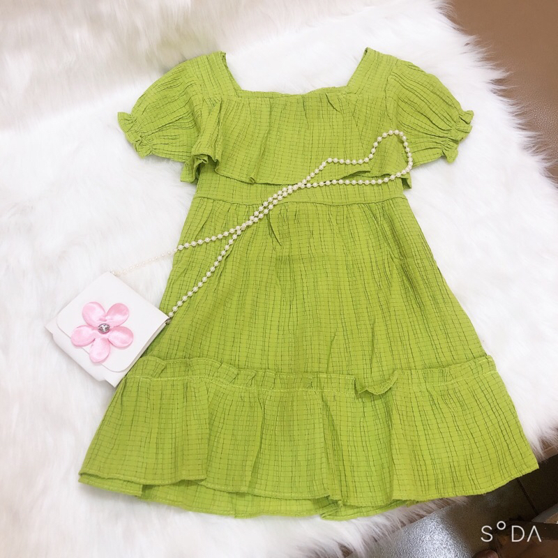 Đầm đũi xốp  cổ bèo siêu đẹp cho bé gái 8-25kg, đầm Váy bé gái