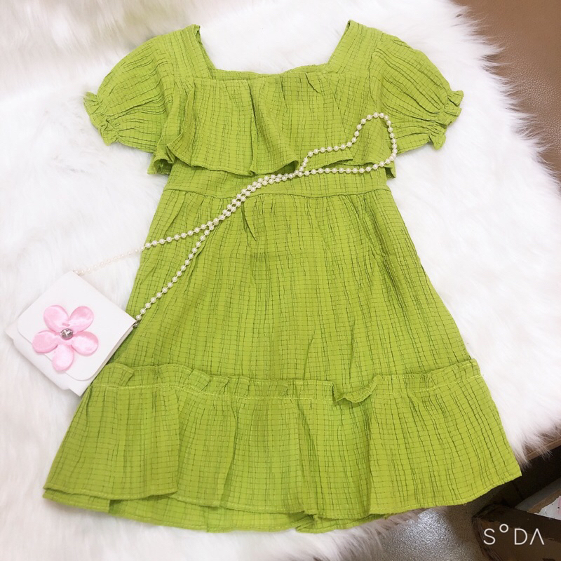 Đầm đũi xốp  cổ bèo siêu đẹp cho bé gái 8-25kg, đầm Váy bé gái