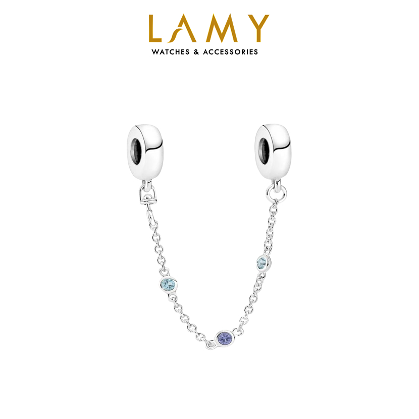 Charm bạc CDE Charm Triple Blue Stone Safety Chain CDE1559