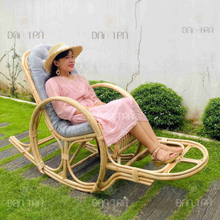 Ghế mây bập bênh size lớn 1m6x65cmx1m2, ghế mây thư giãn cao cấp, ghế bập bênh nằm đọc sách, nội thất Mây tre Đan Trà