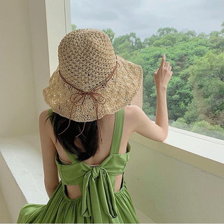 Mũ cói thắt nơ đan tay gấp gọn khi đi chơi đi du lịch Nón cói đi biển