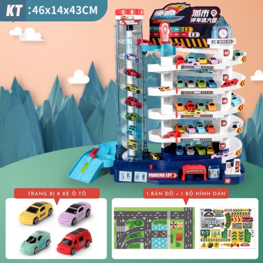 Đồ Chơi Gara Nâng Xe 5 Tầng - Bãi Đậu Xe 5 Tầng