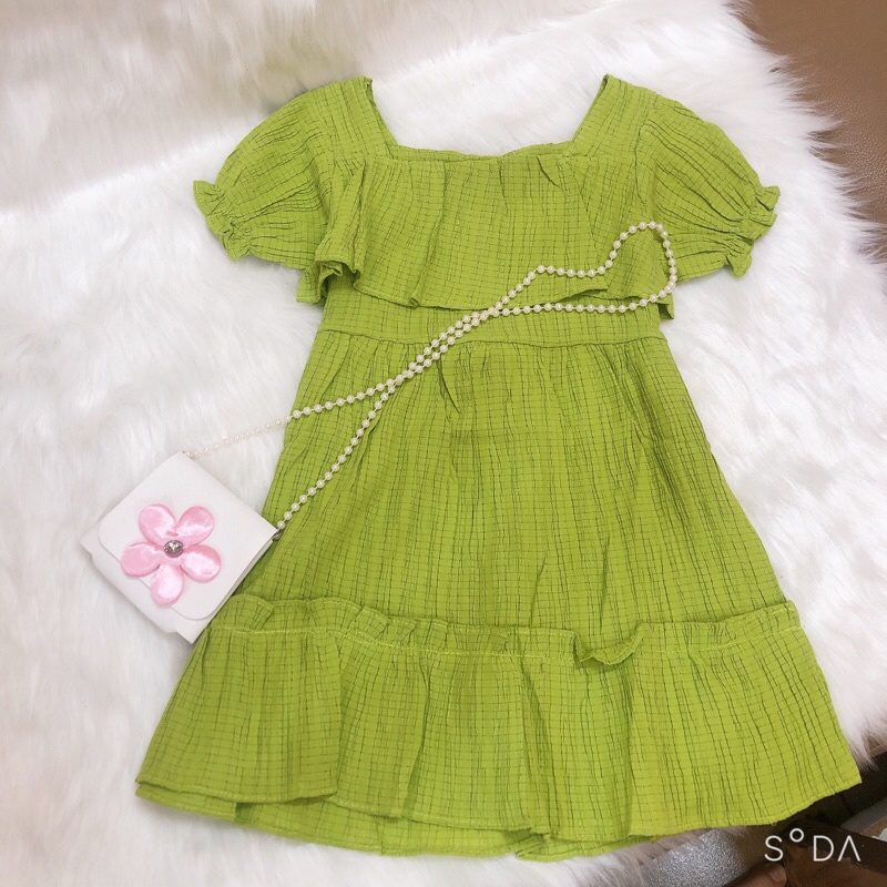 Đầm đũi xốp  cổ bèo siêu đẹp cho bé gái 8-25kg, đầm Váy bé gái