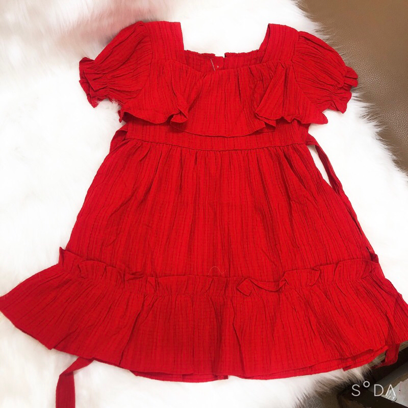 Đầm đũi xốp  cổ bèo siêu đẹp cho bé gái 8-25kg, đầm Váy bé gái
