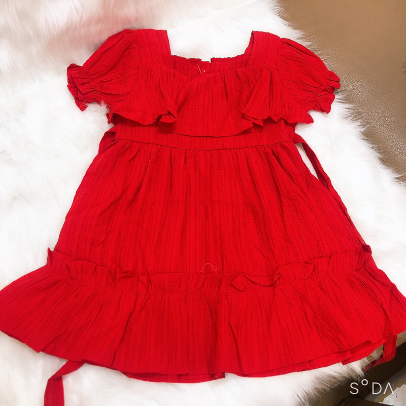 Đầm đũi xốp  cổ bèo siêu đẹp cho bé gái 8-25kg, đầm Váy bé gái