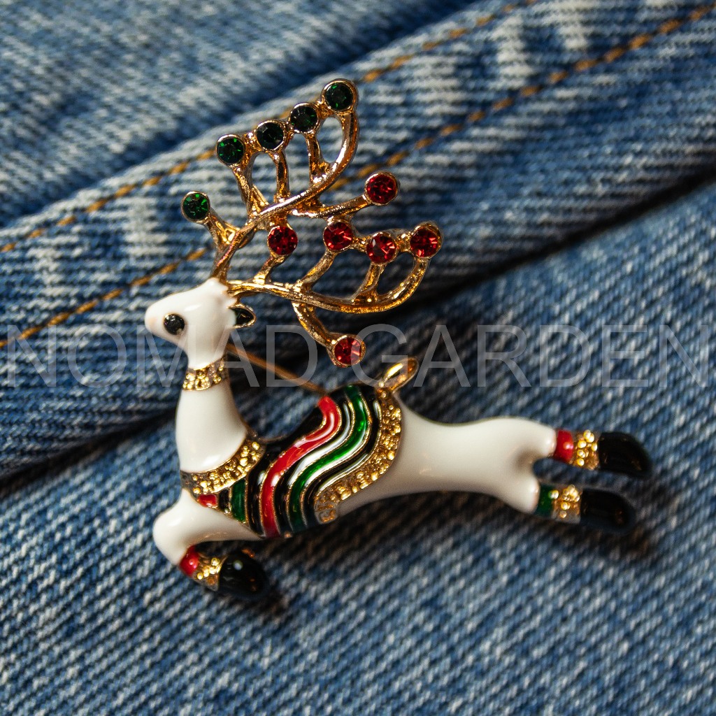 Pin cài Noel Cao Cấp Bằng Kim Loại Đính Đá - Nomad Garden