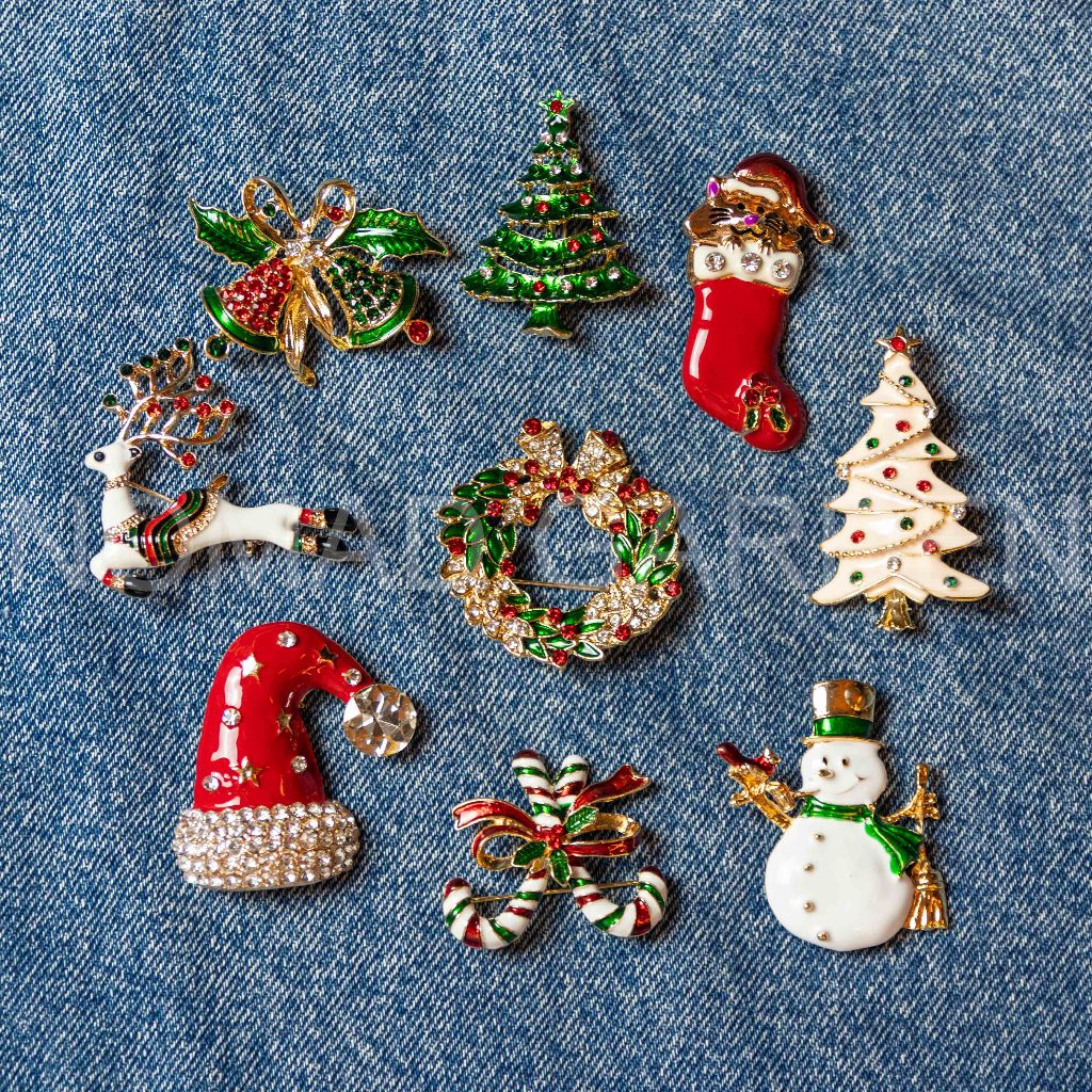 Pin cài Noel Cao Cấp Bằng Kim Loại Đính Đá - Nomad Garden