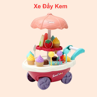 Xe đẩy kem xe bán kem có nhạc vui nhộn cho bé vui chơi giao tiếp cùng bạn bè
