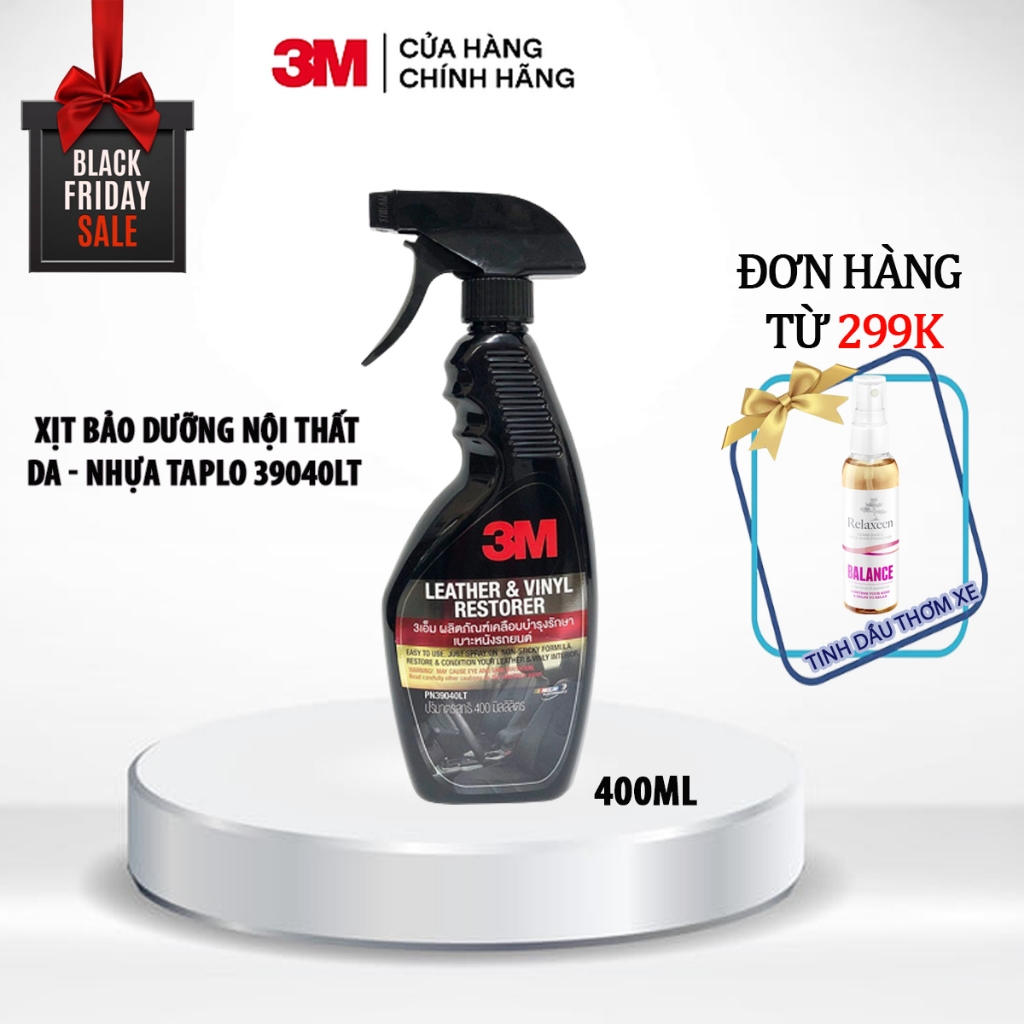 Chai xịt chăm sóc và bảo vệ nội thất da nhựa ô tô 3M  Leather & Vinyl Cleaner/Restor 39040LT 400ml