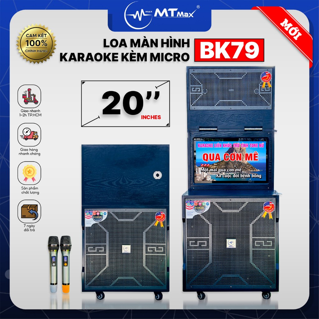 -Loa Màn Hình 22'' MTMAX BK79PRO - Loa Karaoke Mới Nhất 2024, Loa 3 Đường Tiếng Công Suất Lớn 1000W, Bass 45CM