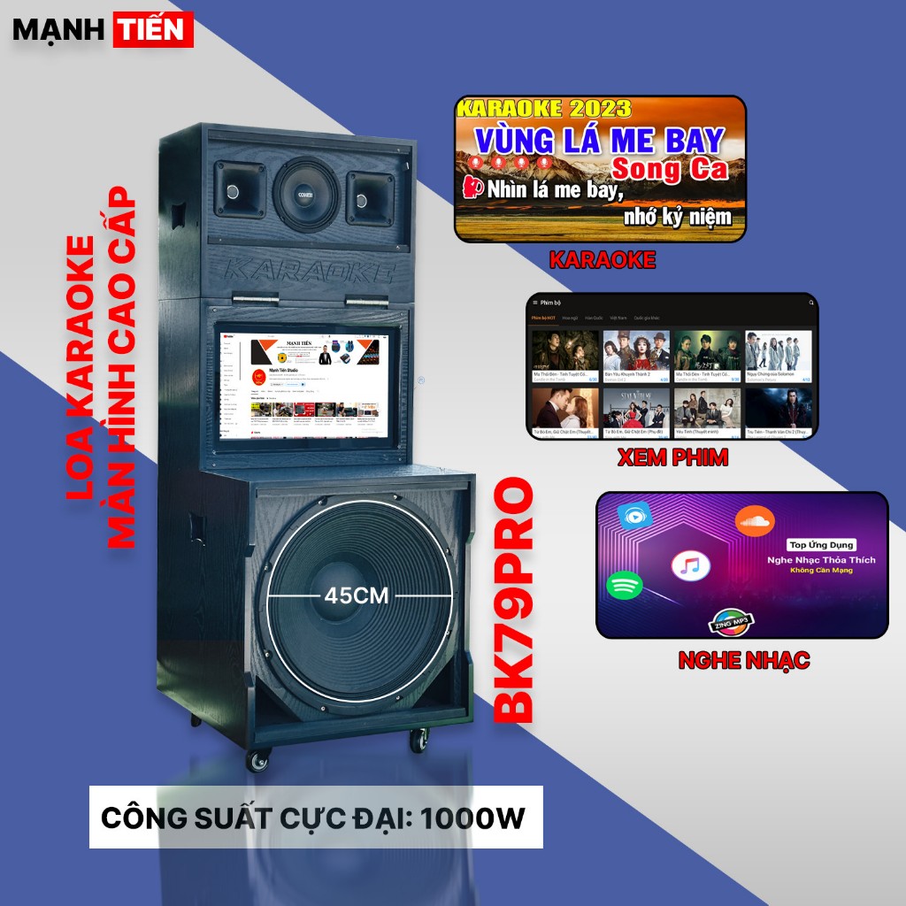 -Loa Màn Hình 22'' MTMAX BK79PRO - Loa Karaoke Mới Nhất 2024, Loa 3 Đường Tiếng Công Suất Lớn 1000W, Bass 45CM