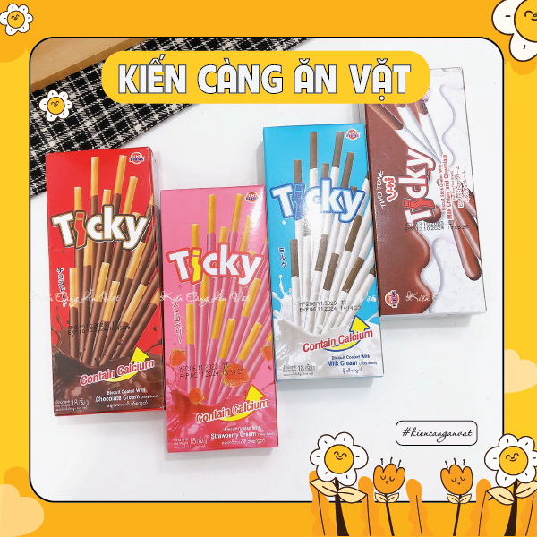 Bánh que Ticky Thái Lan, bánh quy que phủ kem các vị