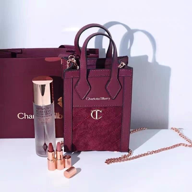 Túi Xách Charlotte Tilbury Túi Đỏ Mận