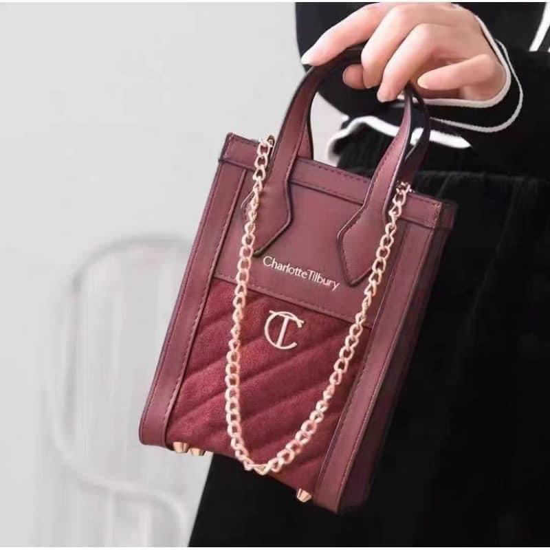 Túi Xách Charlotte Tilbury Túi Đỏ Mận