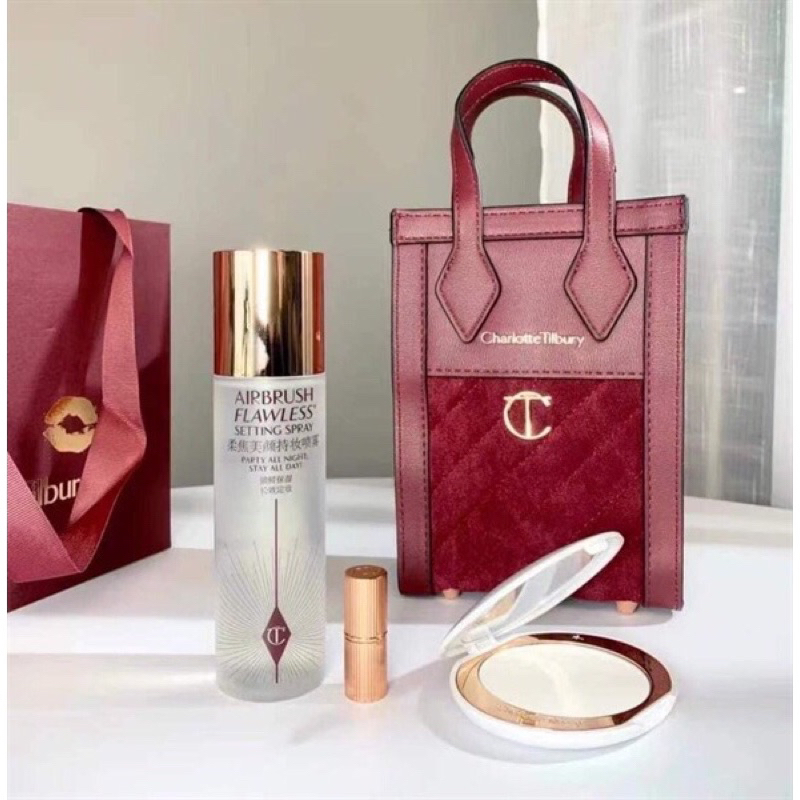 Túi Xách Charlotte Tilbury Túi Đỏ Mận