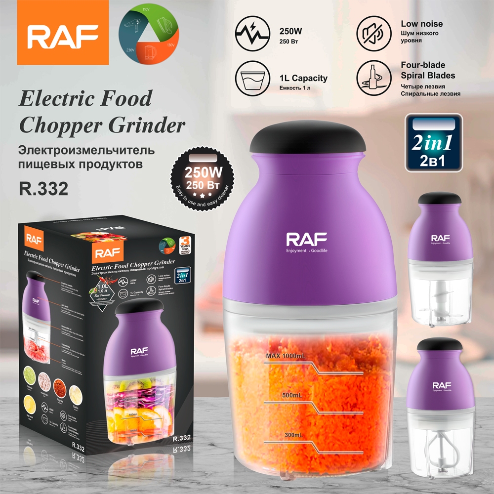 Máy xay thực phẩm 2 trong 1 vừa xay và trộn. RAF R.332 250W, phù hợp xay nghiền thức ăn dặm cho bé