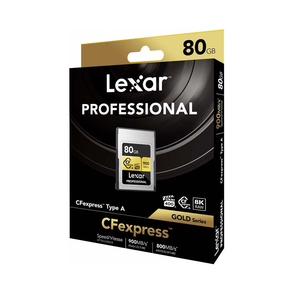 Thẻ nhớ CFexpress Type A 80GB/160GB/320GB Lexar GOLD Series cho máy ảnh/máy quay, video chất lượng 8K, tốc độ 900MB/s