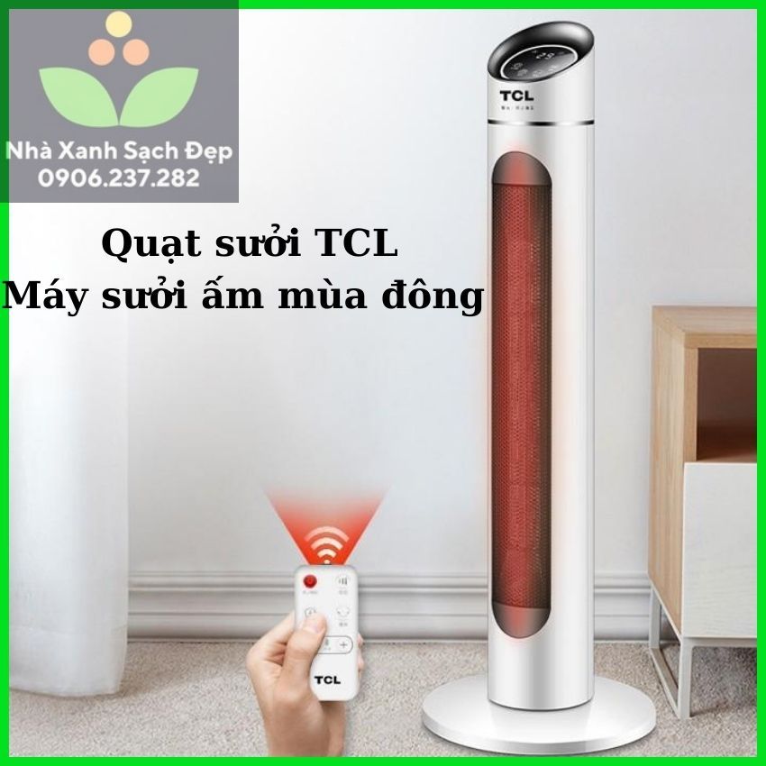 Quạt sưởi điện TCL có điều khiển, máy sưởi cao cấp tự ngắt khi nhiệt độ cao an toàn cho trẻ nhỏ - máy sưởi ấm mùa đông,