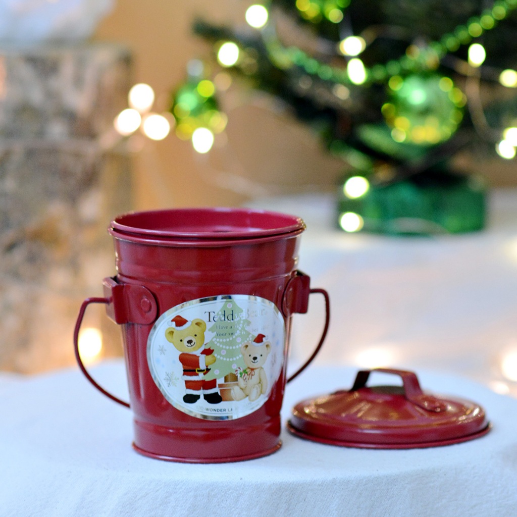 🧡 Hộp thiếc kim loại gấu Teddy đựng đồ, bánh kẹo decor trang trí Giáng Sinh. Gốm Nhật Âu 2hand