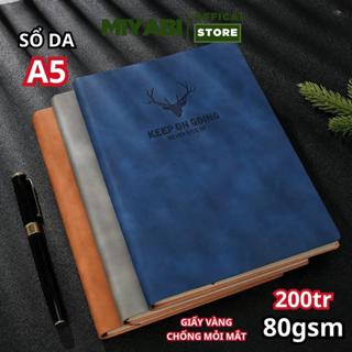 Sổ tay ghi chép học tập chi tiêu văn phòng 80Gsm bìa Da PU A5 200 trang làm quà tặng sang trọng - MIYABI STORE