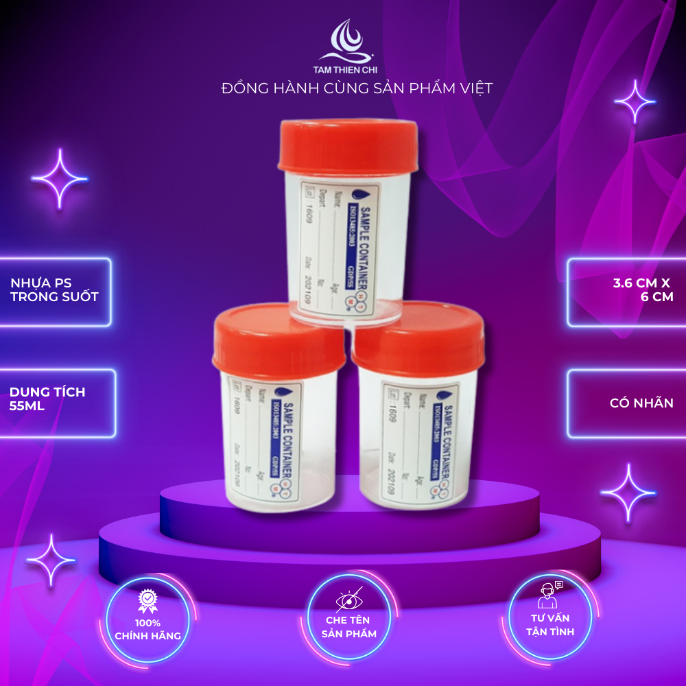 Lọ đựng mẫu có nhãn Hồng Thiện Mỹ 55 ml túi 10 cái