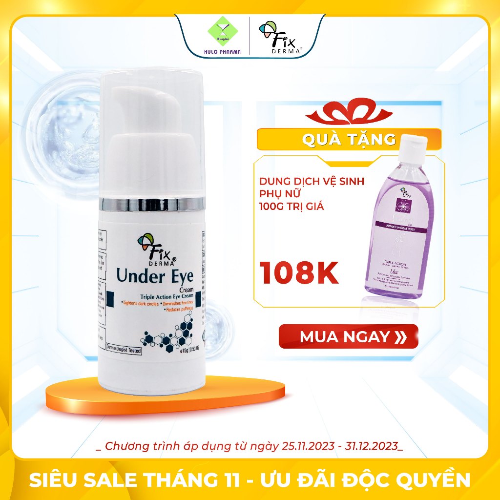 Kem Mắt Giảm Thâm, Xóa Nhăn FIXDERMA Under Eye Cream Giúp Làm Sáng Da, Chống Lão Hóa, Giảm Bọng Mắt 15g [Hùng Lợi]