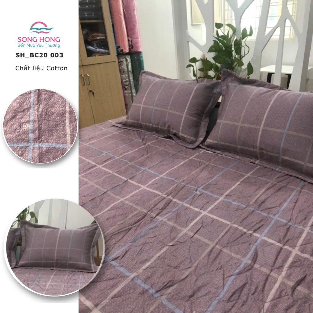 ✔ THANH LÝ Bộ Ga Chun Sông Hồng - Dòng Basic - Chất liệu Cotton - Mã màu BC20 003.